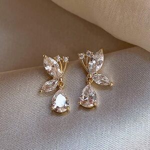 Butterfly Earrings Waterdrop Style Gold Color